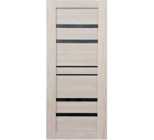 Дверь Ника-15 Эшвайт ПВХ стекло черное