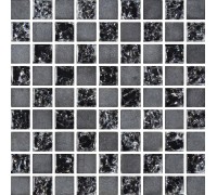 Мозаика шахматка черная, черная матовая 15мм*15мм