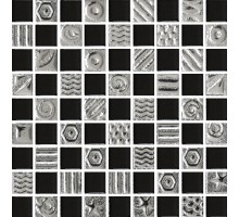 Мозаика шахматка черная, платина 23мм*23мм