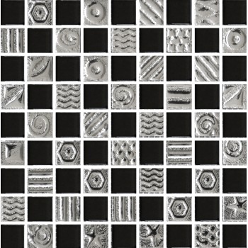 Сарапул Ижевск Мозаика шахматка черная, платина 23мм*23мм напольные покрытия купить цена пороги ламинат линолеум виниловая плитка недорого каталог в наличии сайт ассортимент размеры