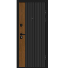 Дверь мет Optim Z-2 9см Вертикаль Белый/Муар черный-Грецкий Орех 