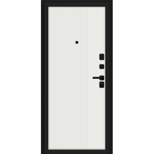 Дверь мет Optim Z-2 9см Вертикаль Белый/Муар черный-Грецкий Орех