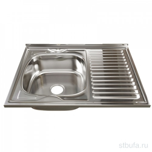 Мойка накл. 60*80*0,8/180 левая вып 3 1/2+сифон MIXLINE 528180
