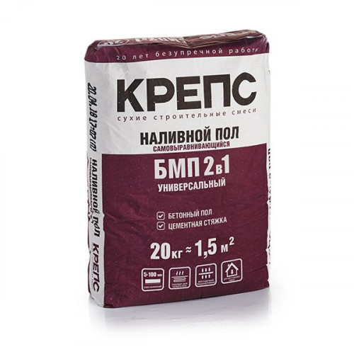 Наливной пол Крепс БМП 5-100мм М200 20кг