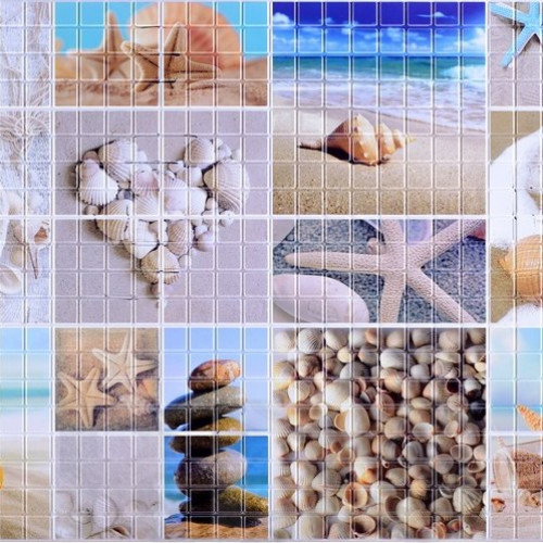 Панели ПВХ Мозаика Морской берег 0,3мм 956*480/10  №2/3