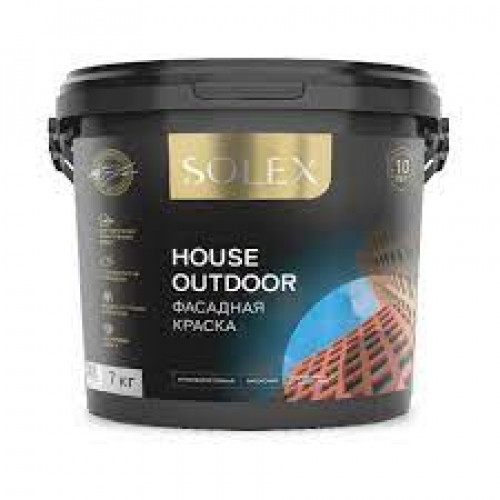 ВД краска SOLEX фасадная HOUSE OUTDOOR 7кг ведро
