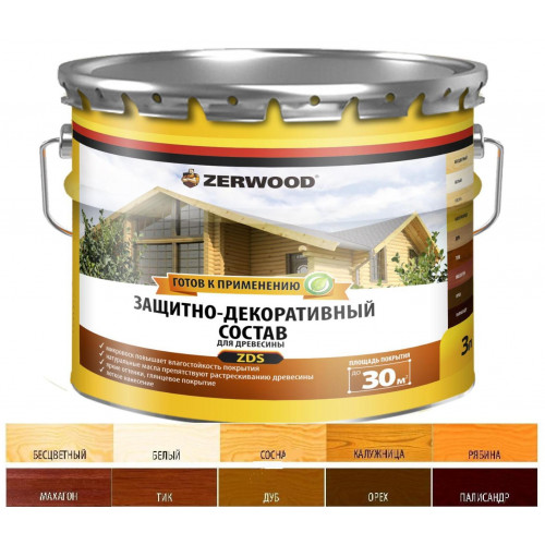 Защитно-декоративный состав ZERWOOD ZDS бесцветный 3л