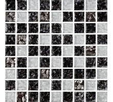 Мозаика черная, белая, платина 15мм*15мм