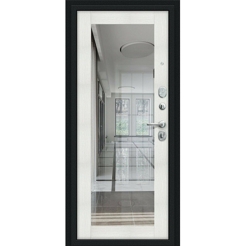 Дверь мет Bravo R-2 Флэш Bianco Ver/Букле черное