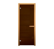 Дверь банная стеклянная (стекло бронза 6 мм, 2 петли, коробка осина) 1800*700