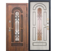 Дверь мет 13см VITRA Патина Грецкий орех/Сосна белая 860мм Левая