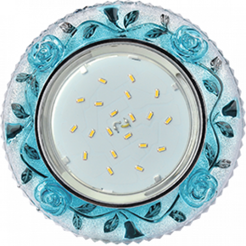 Светильник Ecola GX53 H4 LD7071 Розы прозр-голуб/хром FB53CREFB