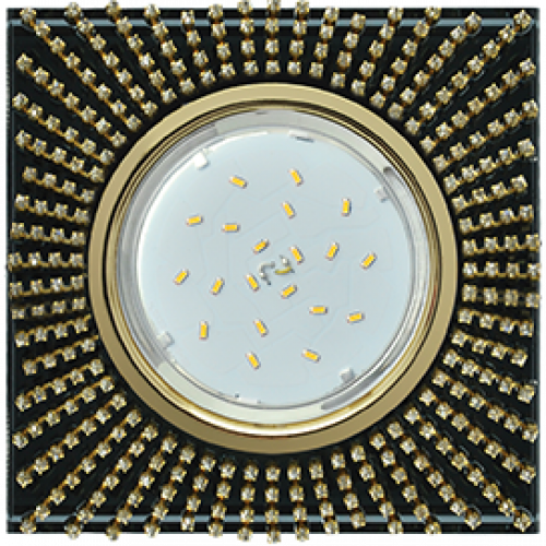 Светильник Ecola GX53 H4 5352 Квадрат прозр стразы черн-зол FP53SGECB