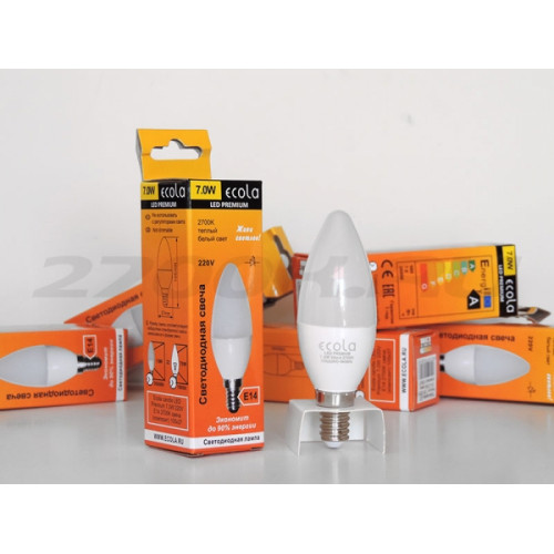 Лампа светодиодная Ecola Premium Е27 свеча 5W 2700F
