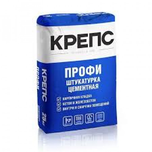 Штукатурка Профи цементная с армирующими волокнами Крепс 25кг