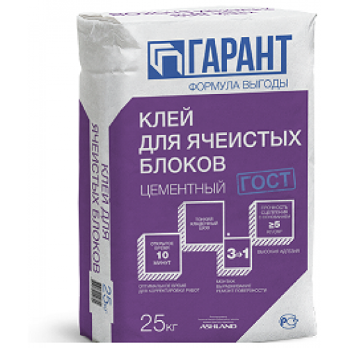 Клей для ячеистых блоков ГАРАНТ 25кг Гипсополимер