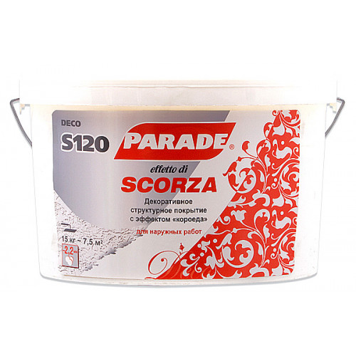 Декор. покр. с эф.короеда PARADE DECO S120 Scorza белый наружные работы 15кг